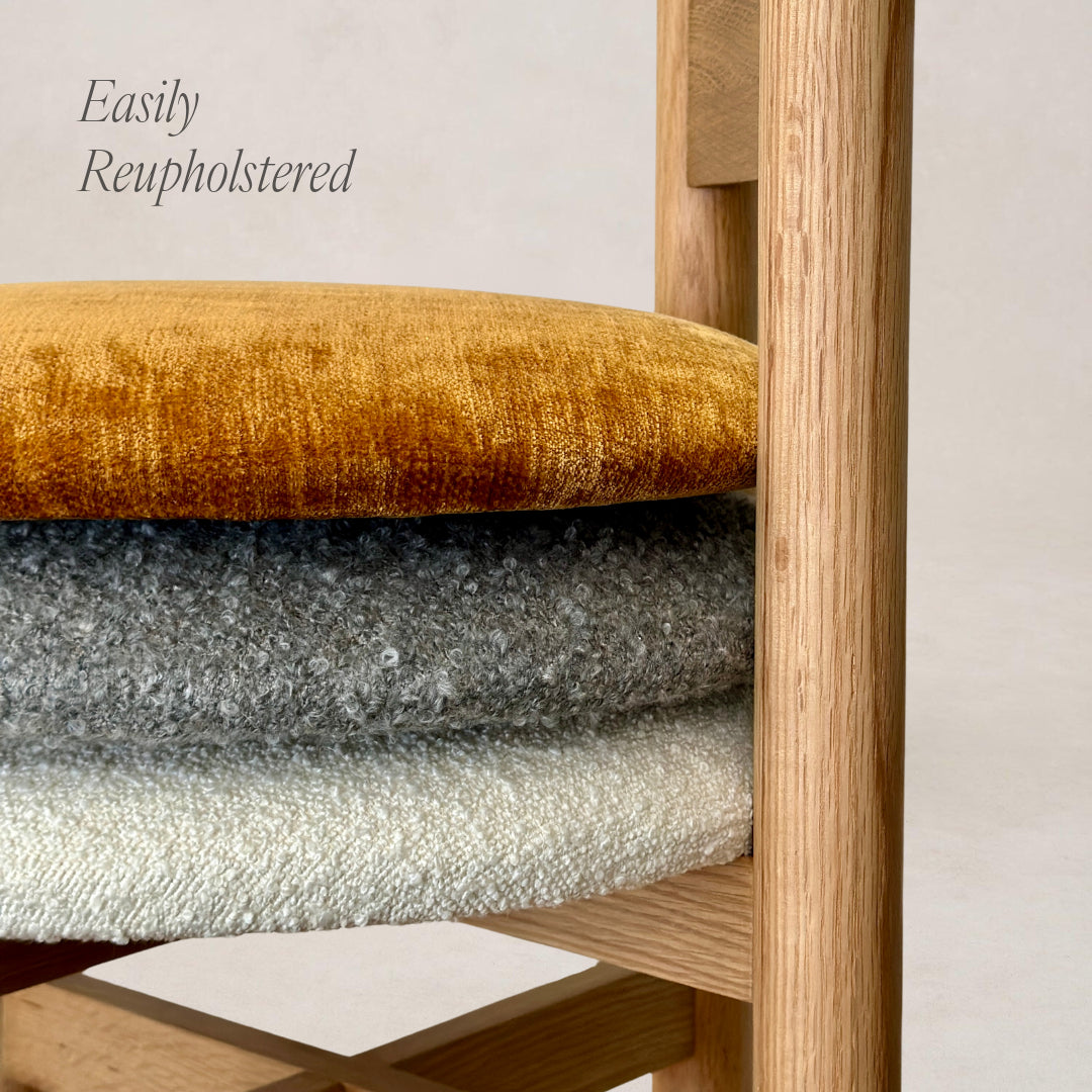 Tabouret de comptoir - Bouclé blanc et chêne blanc chaud