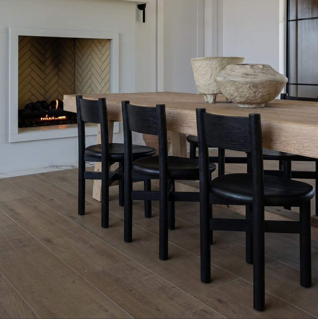 Chaise de salle à manger - Bois massif, finition noire