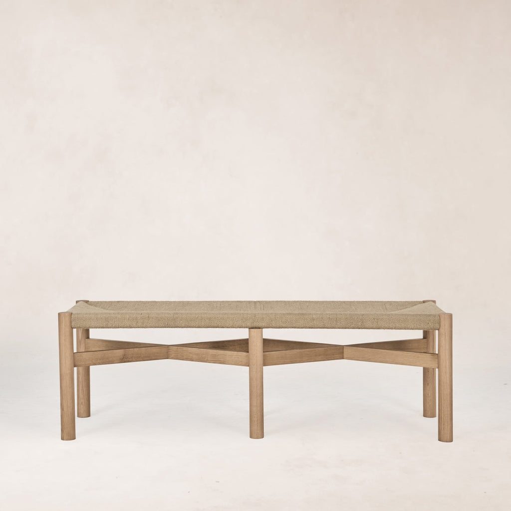 Banc de salle à manger - Assise en jute tressée, Chêne blanc