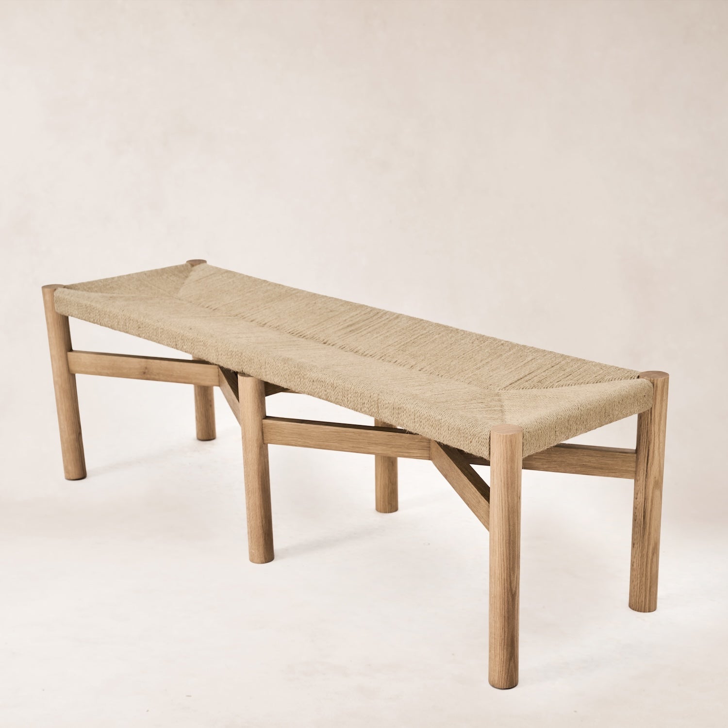 Banc de salle à manger - Assise en jute tressée, Chêne blanc